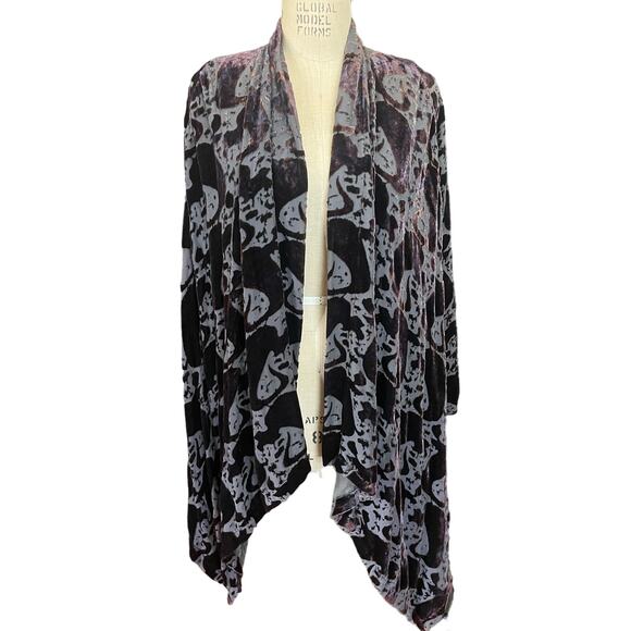Winter Kate Purple Silk Blend Velvet Burnout Jasmine Open Cardigan Size Small - Picture 1 of 8
